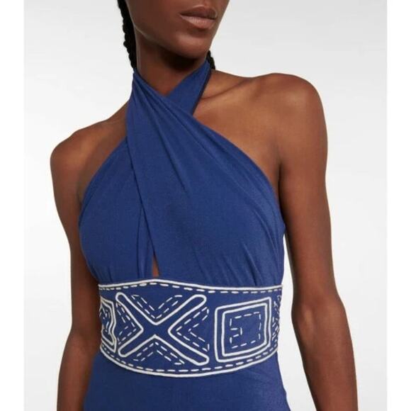 Johanna Ortiz Sunken Glory Halter One Piece Swimsuit Size M Midnight Blue - Picture 3 of 16